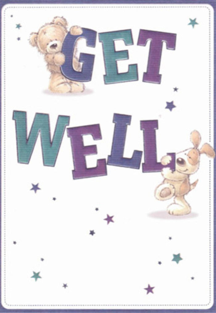 This exquisitely illustrated get well card captures the essence of heartfelt encouragement, set against an inviting backdrop reminiscent of the friendliness you find along Penge's bustling High Street. At its centre, a fluffy teddy bear and a velvety-eared puppy exude innocence and sincerity as they come together to share a hopeful message. Their forms are soft and tactile, rendered with brushwork so textured you can almost feel the bear's downy fur and the puppy's silken ears. Dancing around them, lively stars in deep purple and aqua scatter across the clear background, much like the subtle charm of bluebells blooming in Cator Park. The typography itself-big, confident letters shaded in rich purples and teals-anchors the design with a reassuring boldness that echoes a bouquet crafted to lift spirits. The clean, airy setting provides a sense of calm and renewal, ensuring the focus stays on the comforting embrace these characters provide. Imagining this card delivered with a fragrant bouquet from Penge Florist brings together two acts of local kindness: art and blooms, both woven with the spirit of care and genuine connection that defines our community. The mood is light yet deeply supportive, a perfect companion for anyone in need of a little extra reassurance and love.
